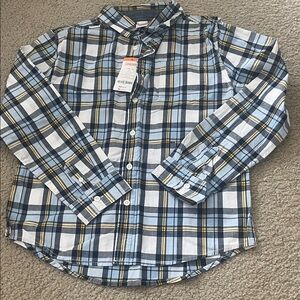 NWT Gymboree size L Blue and White Plaid Button Down Shirt